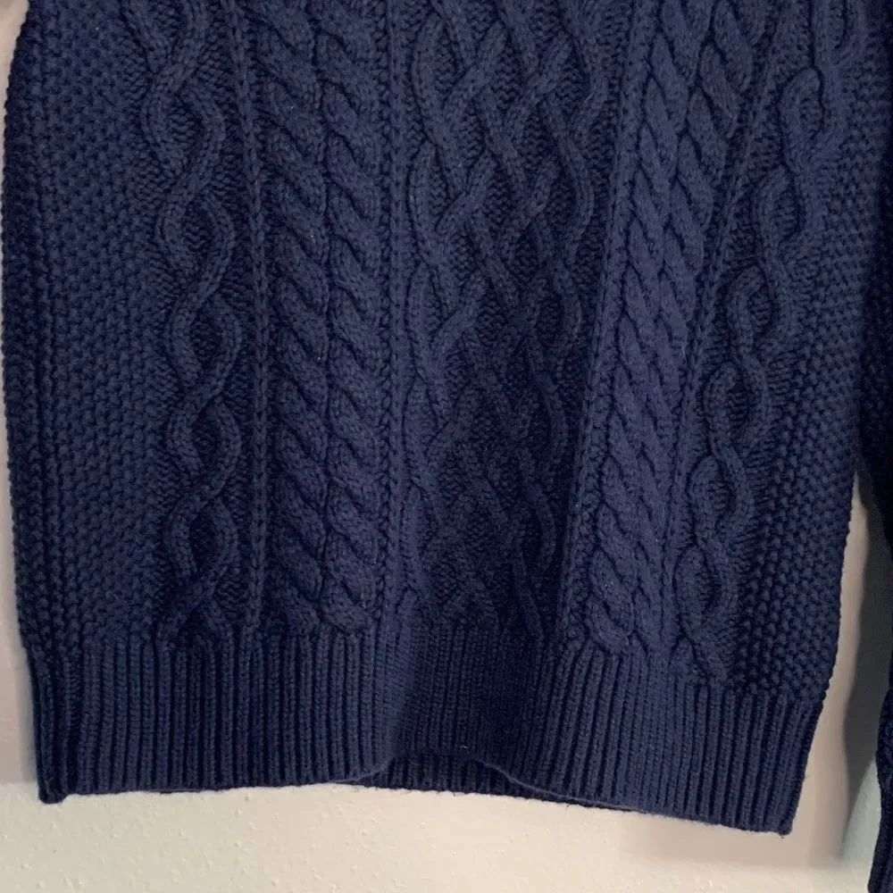GAP boys XL Dark Blue Cable Knit Crewneck Sweater wool blend